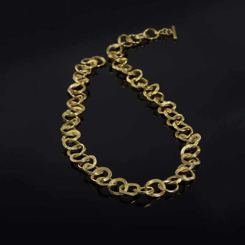 Ottoman Textured Gilded Silver Necklace