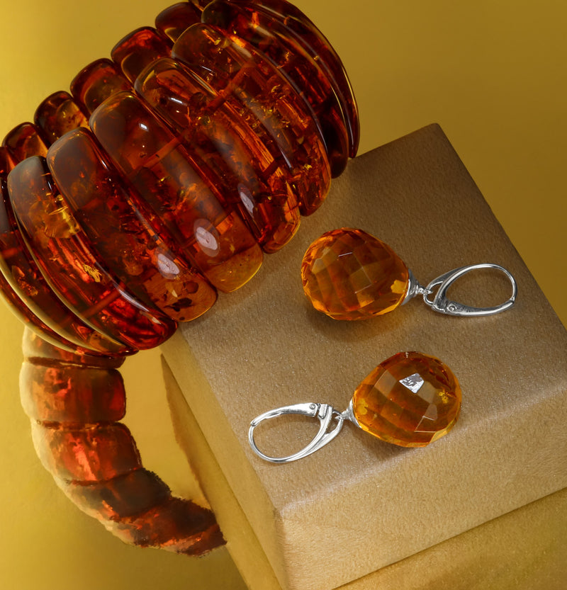 Natural Baltic Amber Elasticated Cuff Bracelet