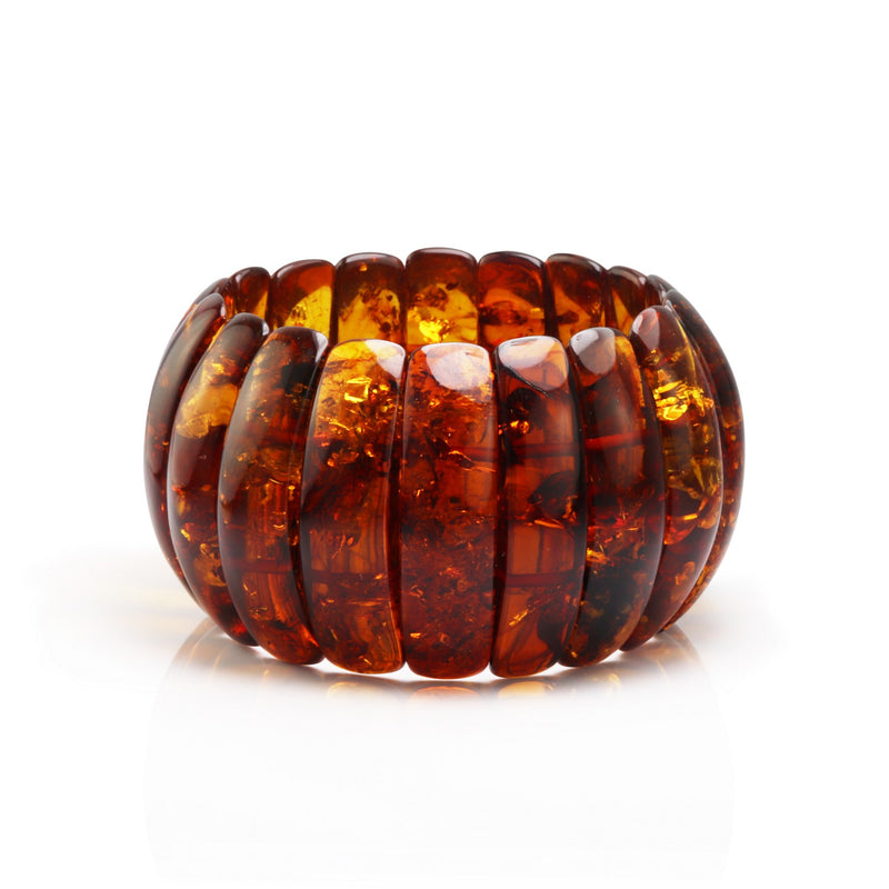 Natural Baltic Amber Elasticated Cuff Bracelet