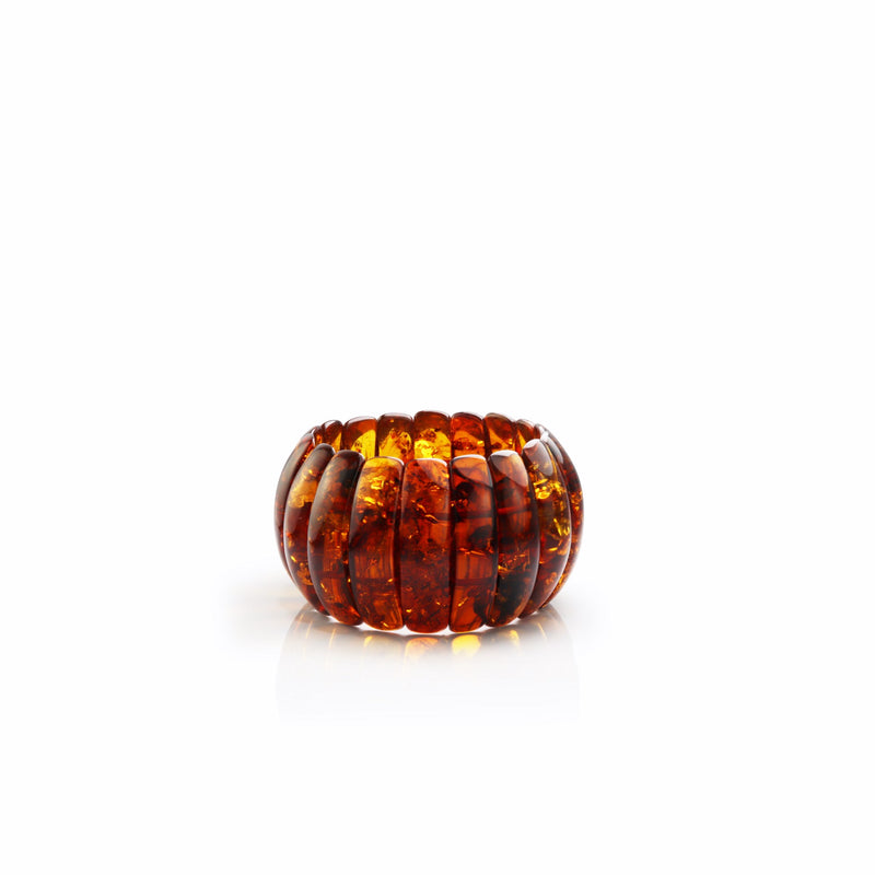 Natural Baltic Amber Elasticated Cuff Bracelet