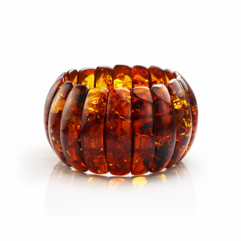 Natural Baltic Amber Elasticated Cuff Bracelet