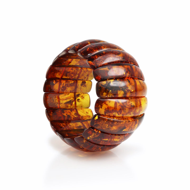 Natural Baltic Amber Elasticated Cuff Bracelet