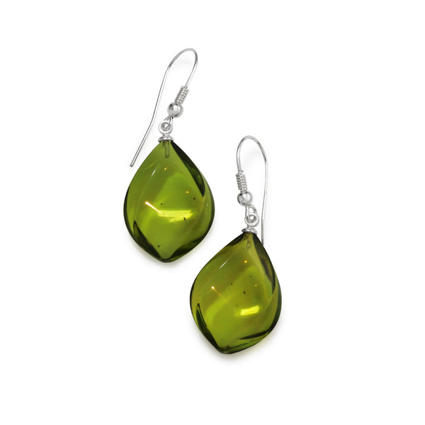 Green Baltic Amber Earrings G13
