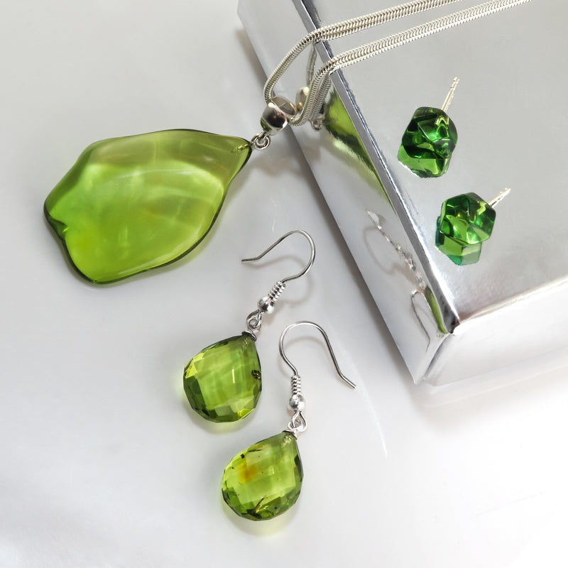 Green Baltic Amber Earrings G13