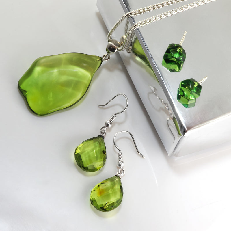 Green Baltic Amber Earrings G14