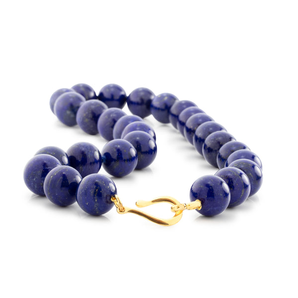 Natural Lapis Lazuli 15mm Bead Necklace H5