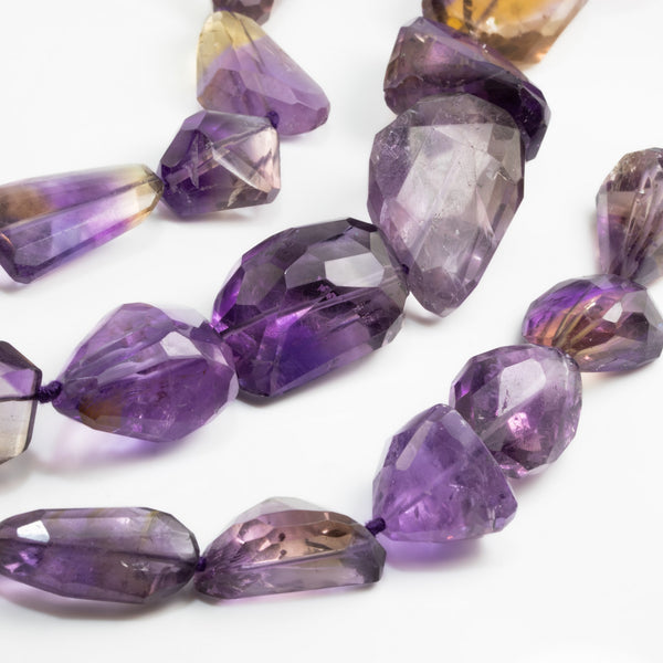 Natural Bolivian Ametrine Faceted Nugget Necklace H6