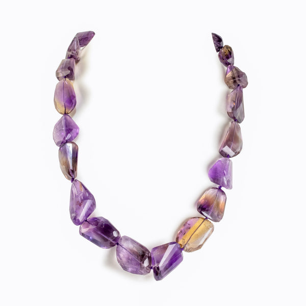 Natural Bolivian Ametrine Faceted Nugget Necklace H6