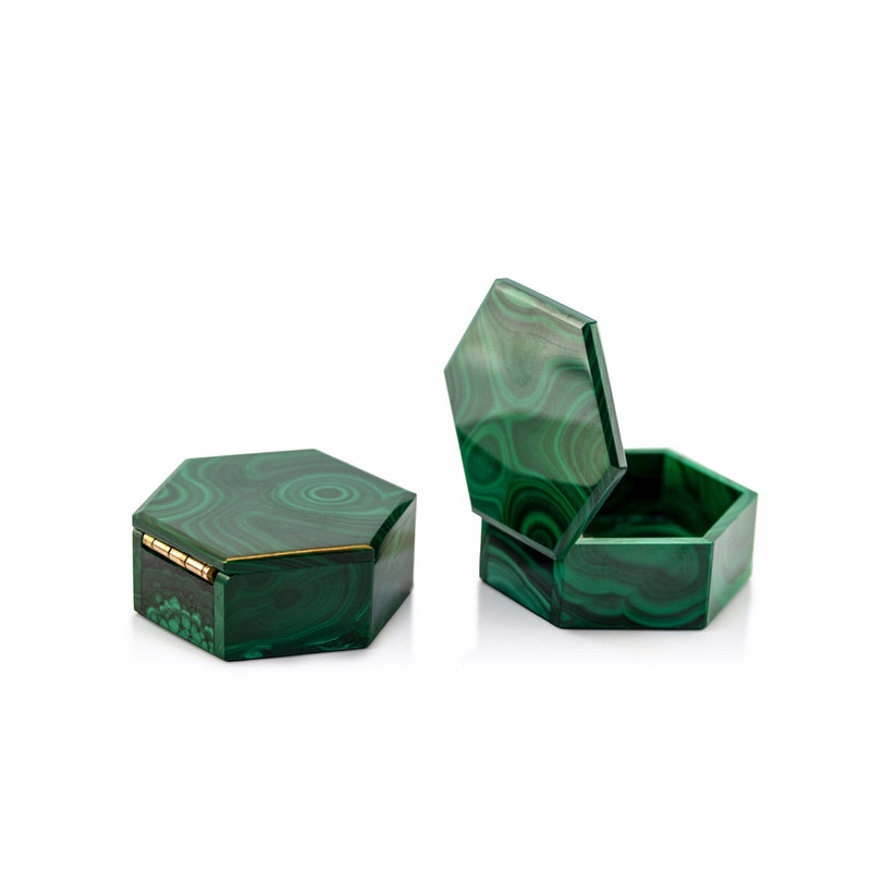 Hexagonal Malachite Box