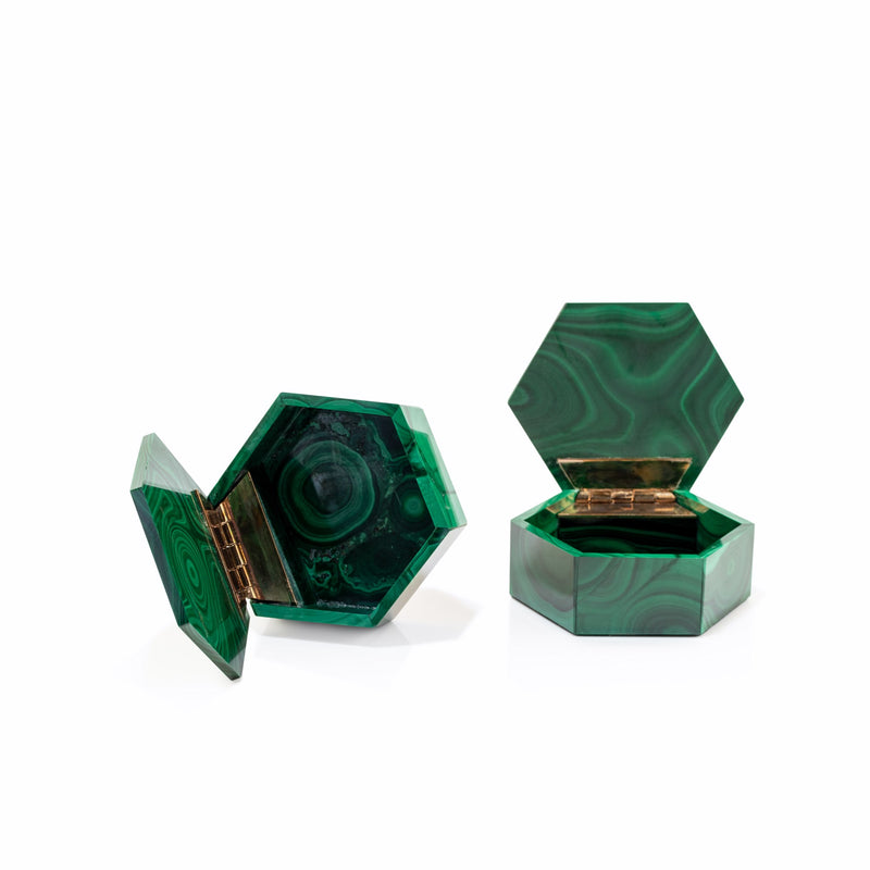 Hexagonal Malachite Box