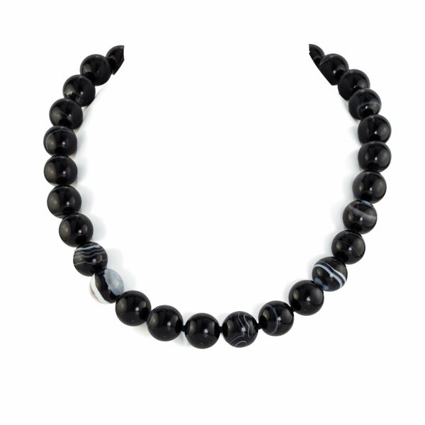 Black Botswana Agate Necklace Q17