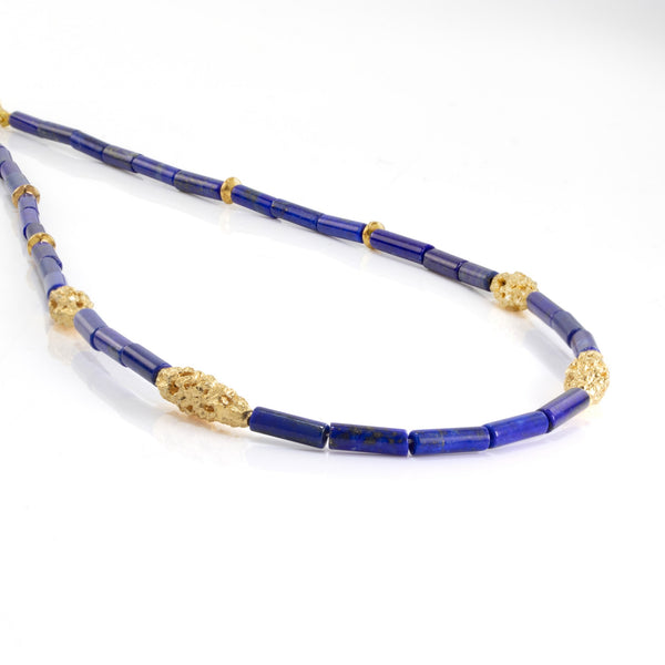 Natural Lapis Lazuli & Gilded Silver Necklace H22