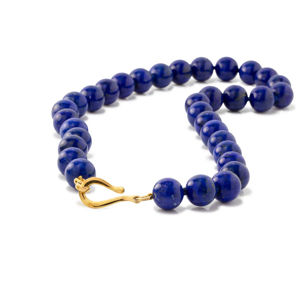 Natural Lapis Lazuli 12mm Bead Necklace H9