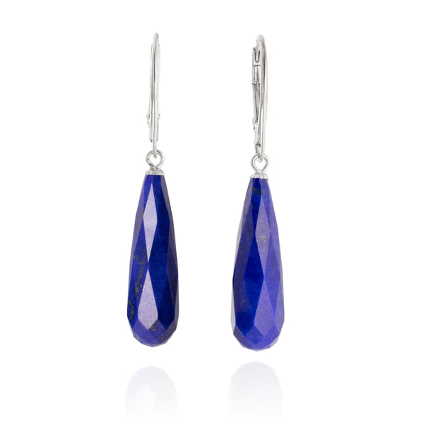 Faceted Lapis Lazuli Long Drop Earrings V10