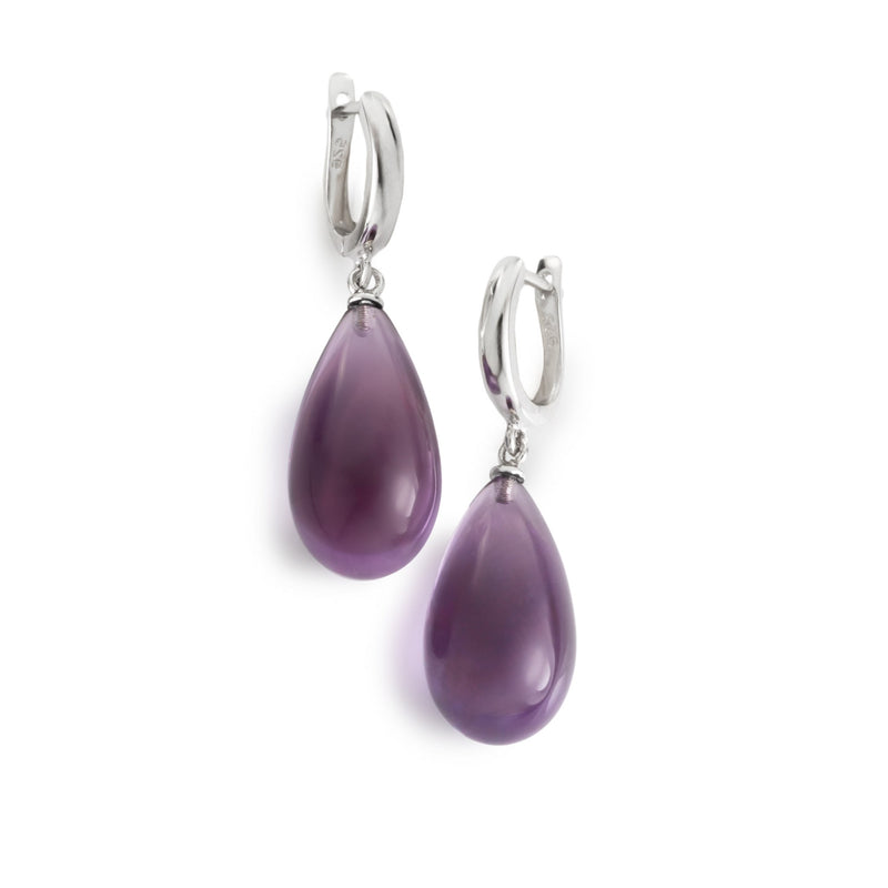 Amethyst Smooth Drop Earrings V11