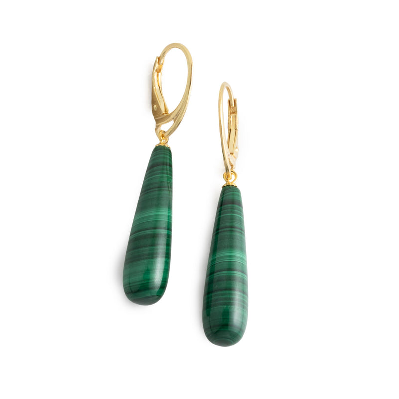 Long Malachite Drop Earrings V12