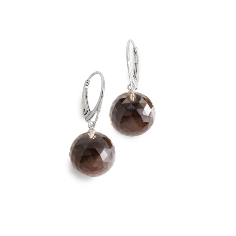 Smoky Quartz Faceted Drop Earrings V14