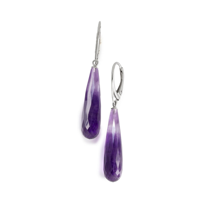 Amethyst Faceted Long Drop Earrings V19