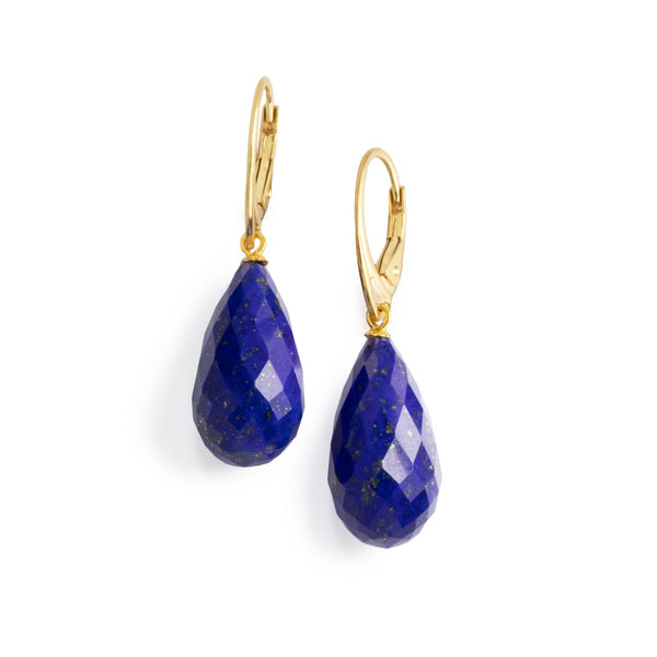 Natural Lapis Lazuli faceted Drop Earrings V20