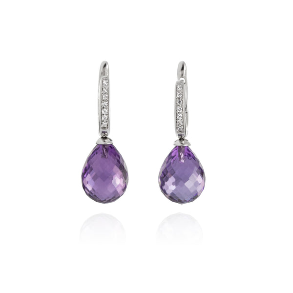 Amethyst & CZ Briolette Drop Earrings