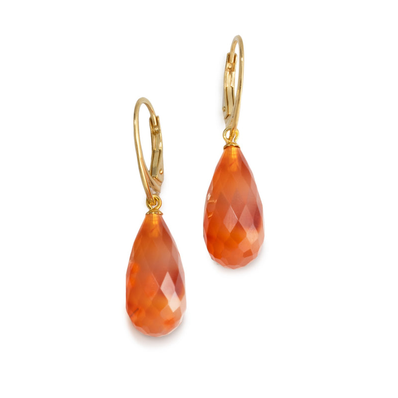 Faceted Carnelian Drop Earrings V26