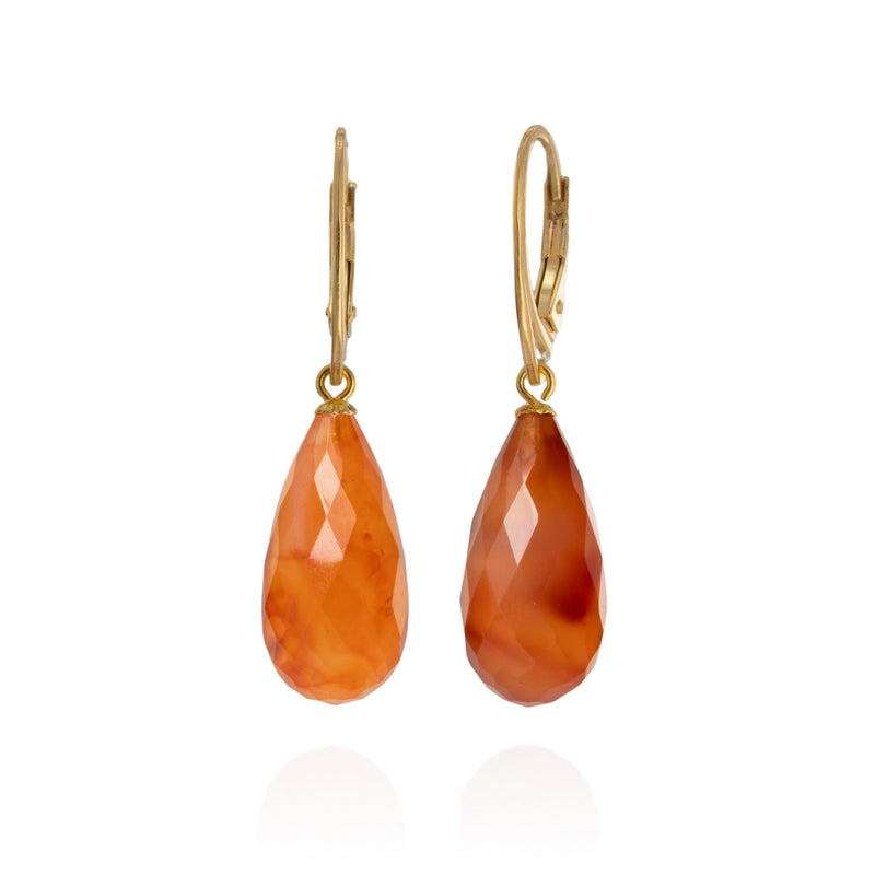 Faceted Carnelian Drop Earrings V26