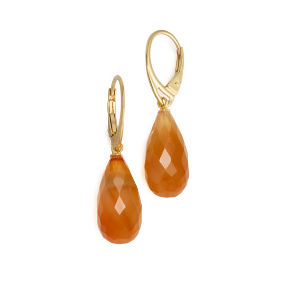 Faceted Carnelian Drop Earrings V32