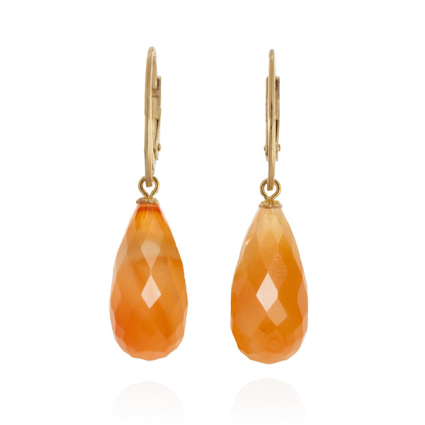 Faceted Carnelian Drop Earrings V32