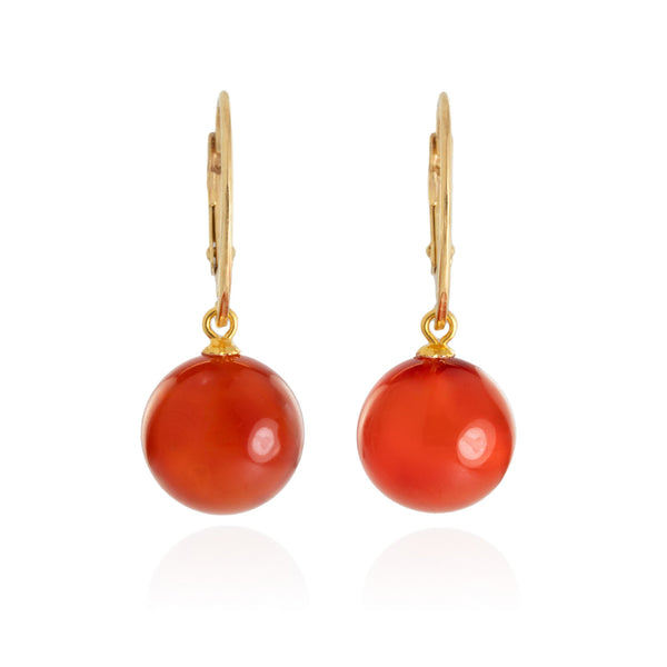 Carnelian Sphere Earrings V36