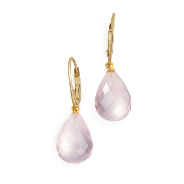 Rose Quartz Faceted Drop Earrings V37