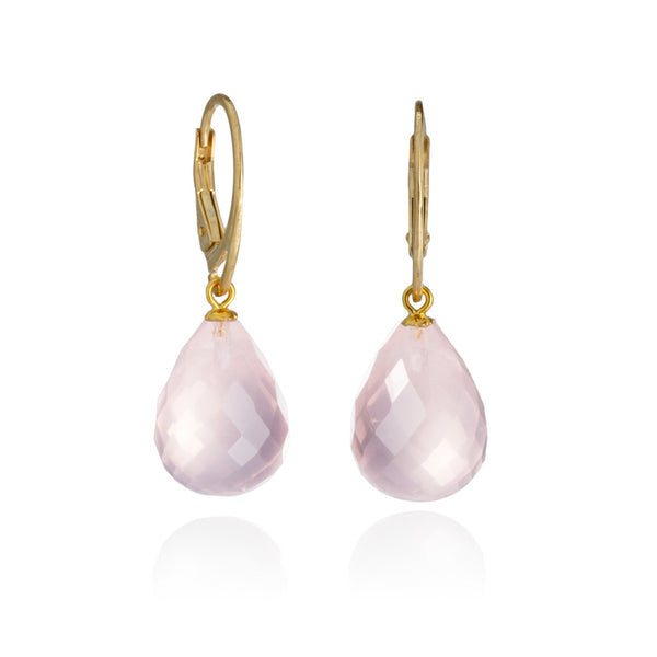 Rose Quartz Faceted Drop Earrings V37