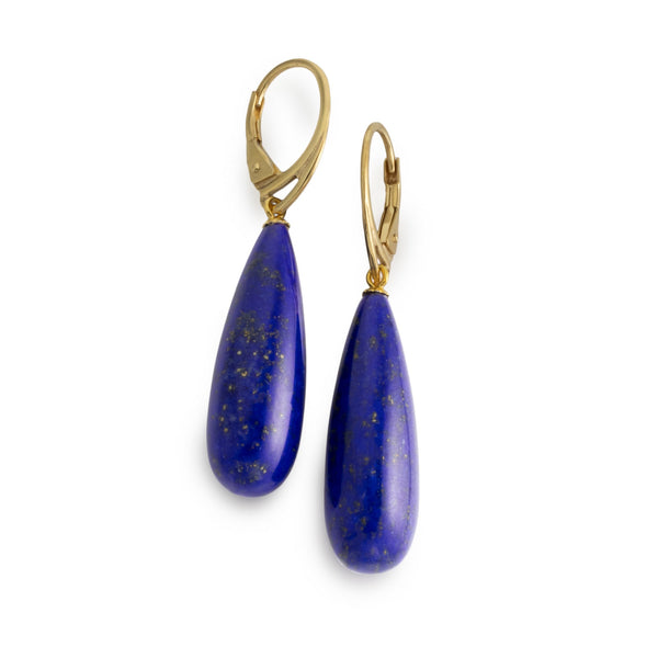 Natural Lapis Lazuli Long Drop Earrings V4