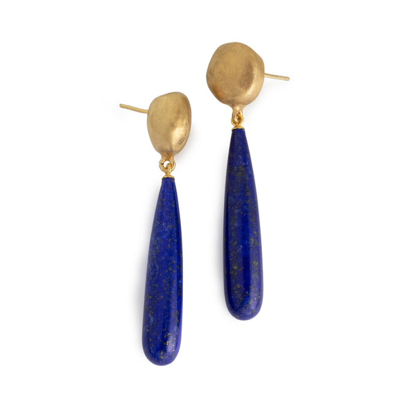 Natural Lapis Lazuli Long Drop Earrings V7