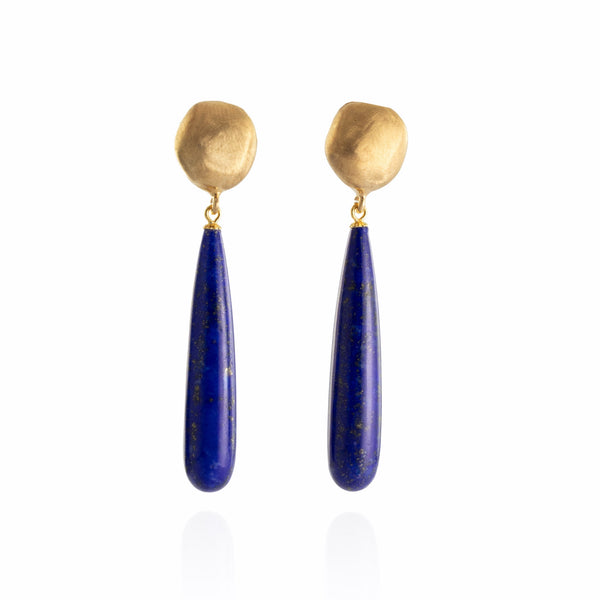 Natural Lapis Lazuli Long Drop Earrings V7