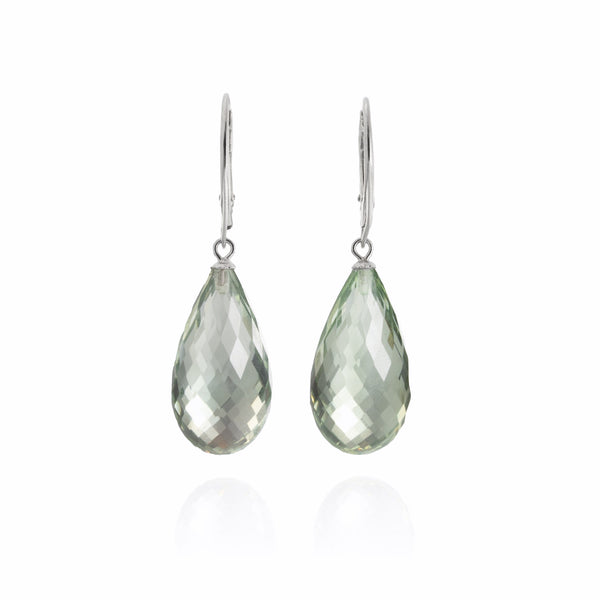 Prasiolite 'Green Amethyst' Faceted Drop Earrings V8