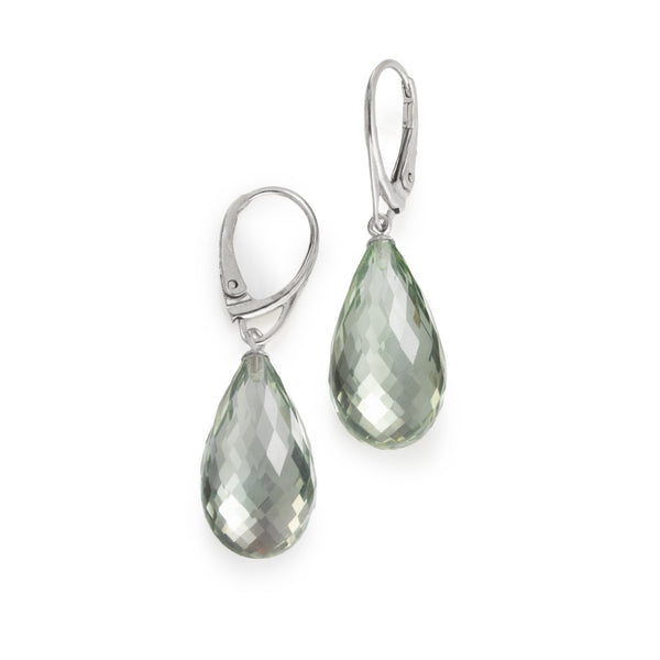 Prasiolite 'Green Amethyst' Faceted Drop Earrings V8