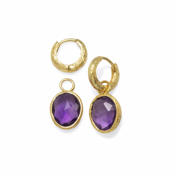 Pasha Amethyst Gilded Silver Hoop Earrings – Braybrook & Britten