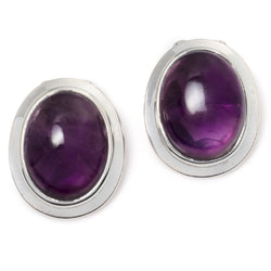 Viola Amethyst Cabochon Clip on Earrings CLEARANCE SAVE £76