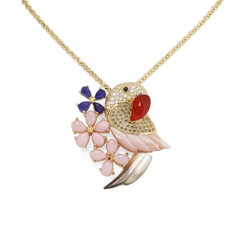 Rio Parrot Sterling Silver & Gemstone Pendant (no chain) CLEARANCE save £60