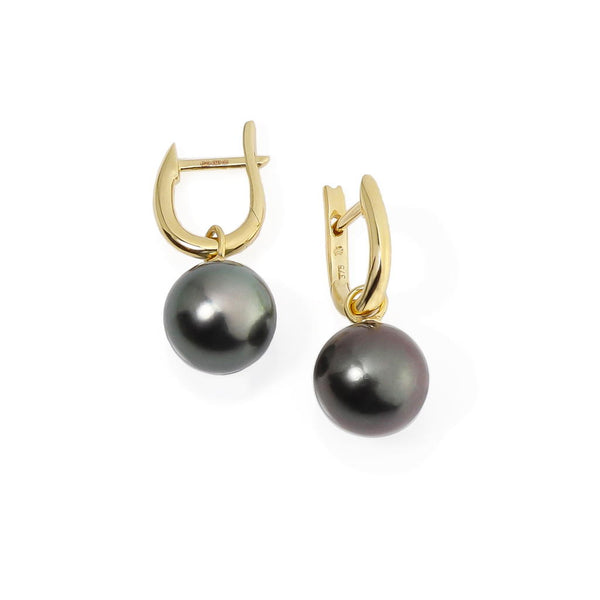 Black Tahitian Pearl & 9ct Gold Earrings