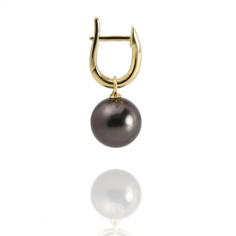 Black Tahitian Pearl & 9ct Gold Earrings